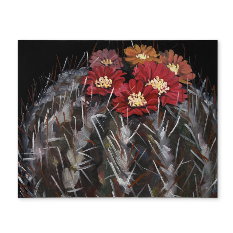 Napperon Mammillaria Cactus Bloom | Décor botanique noir