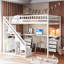 Lit mezzanine double avec commode, bureau et bande lumineuse, blanc-130120467-130120468