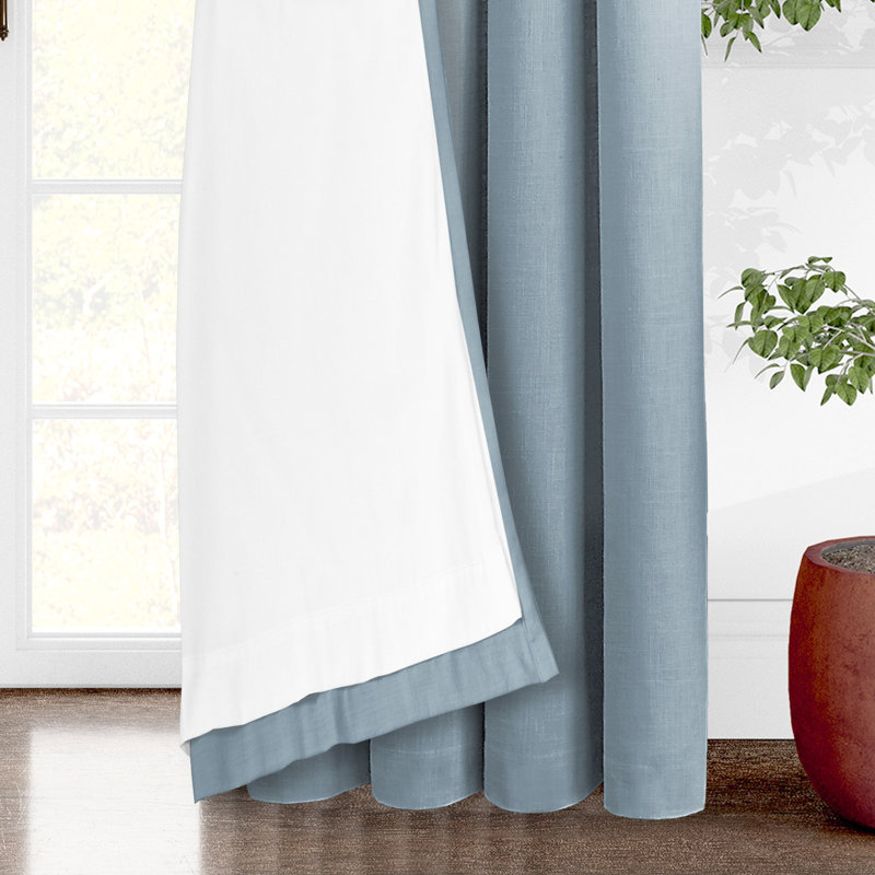 Elsie Linen Look Grommet Drapery Panels Pair, Cornflower, 50"W x 84"L