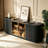 64-Inch Sideboard, Wooden Vertical Stripe Storage Cabinet