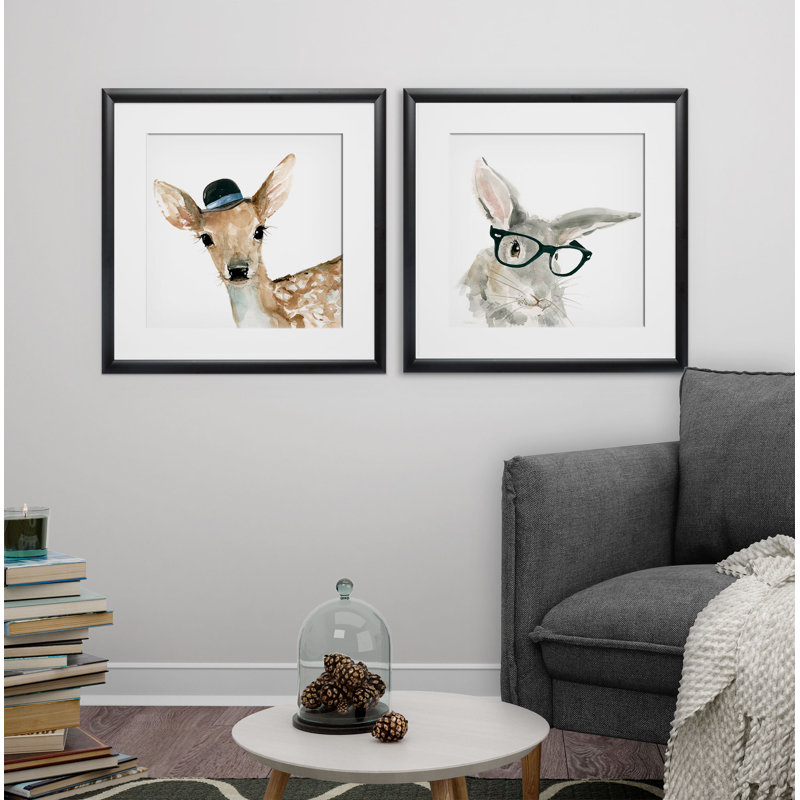 Animals 2 - Piece Framed Art, Black Framed