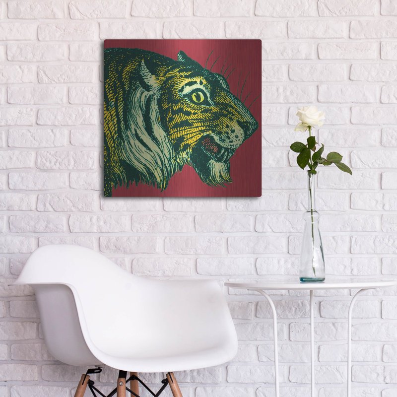 Art mural luxueux en métal «Jungle Flair 1» par Wild Apple, 24 po x 24 po, H 24 po x l 24 po