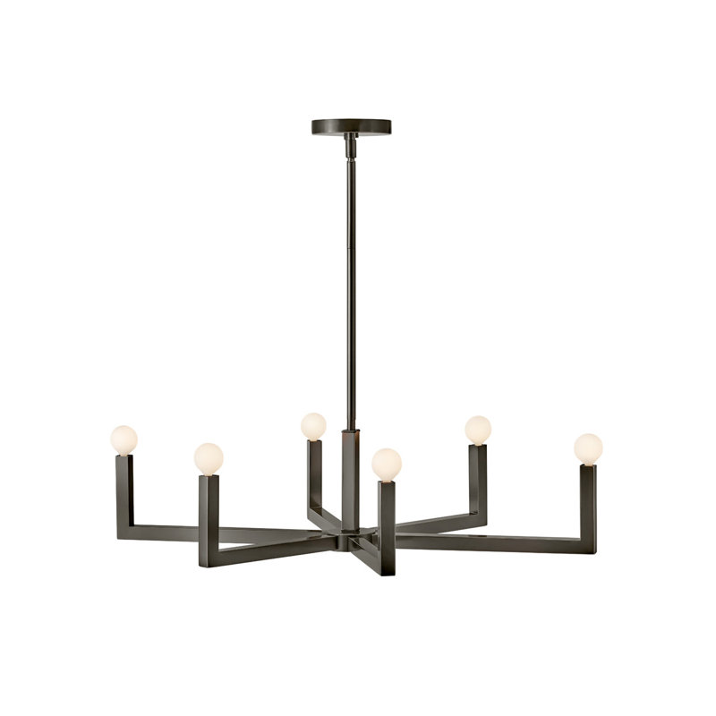 6 - Light Dimmable Geometric Chandelier, Black Oxide, 36"