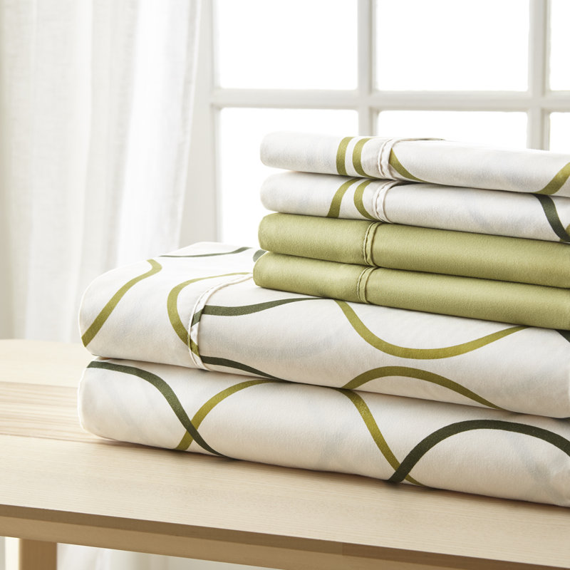 Ensemble de draps Hotel 5ème Ave Bellagio, Ensemble de draps pour lit double + un drap-housse, Cercles verts