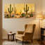 Cactus, paysage désertique avec cactus et plantes grasses, ensemble de 3 impressions sur toile-668378311