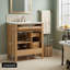 Meuble-lavabo 24 po avec lavabo, meuble-lavabo en bois avec tiroir rabattable, 2 tiroirs à fermeture en douceur, 1 porte à fermeture en douceur, bois massif et panneau de fibres à densité moyenne, poignées en bois élégantes