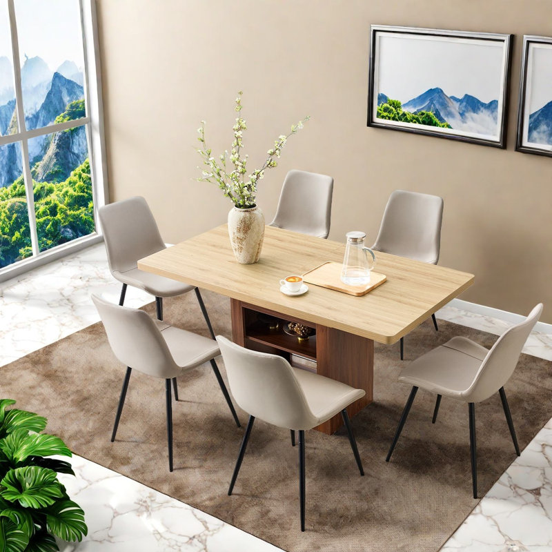 Ensembles de table de salle à manger extensible moderne avec rangement, conception en bois MDF pour la maison