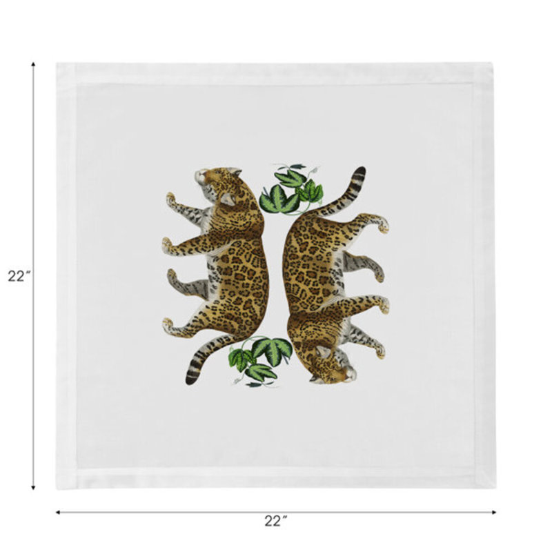 Leopard Seeing Double Hemstitch 22" Linen/Cotton Napkin