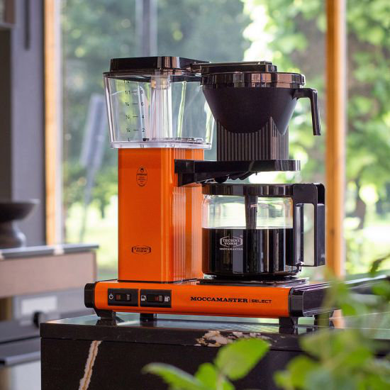 Moccamater KBG Select Filter Coffee Machine, 1.25L - Polished Silver, Orange