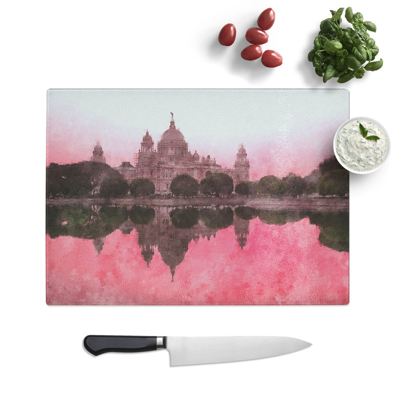 Tempered Glass Victoria Memorial in Kolkata India Painting Chopping Board, 28.5 cm x 39 cm
