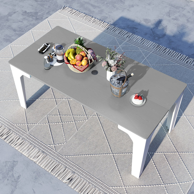 Large 68.8" Rectangular HDPE Outdoor Dining Table, Seats 6-8 People, All-Weather Resistant Terrace Sideboard for Garden Patio Dining Table