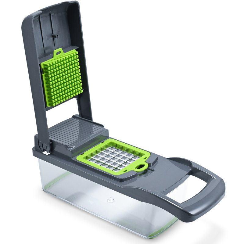 Cheer Collection Gray and Green 10-in-1 Food Chopper with Container