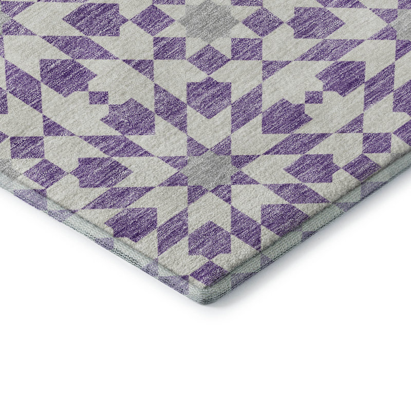 Premium Machine Washable Tweedy Lavender Rug, Round 8'