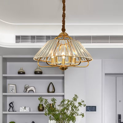 24 Inch Antique Golden Japanese Chandelier - Modern Zen Semi-Flush Mount Ceiling Light Fixture With E14 Bulb Base (Bulbs Not Included), Multi-Light Layered Design For And Dining Room, Luxury Metal For Decor