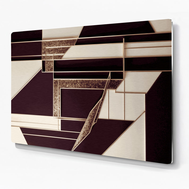 «Geometric Abstraction 93», art mural en métal brun, H 11 po x l 14 po