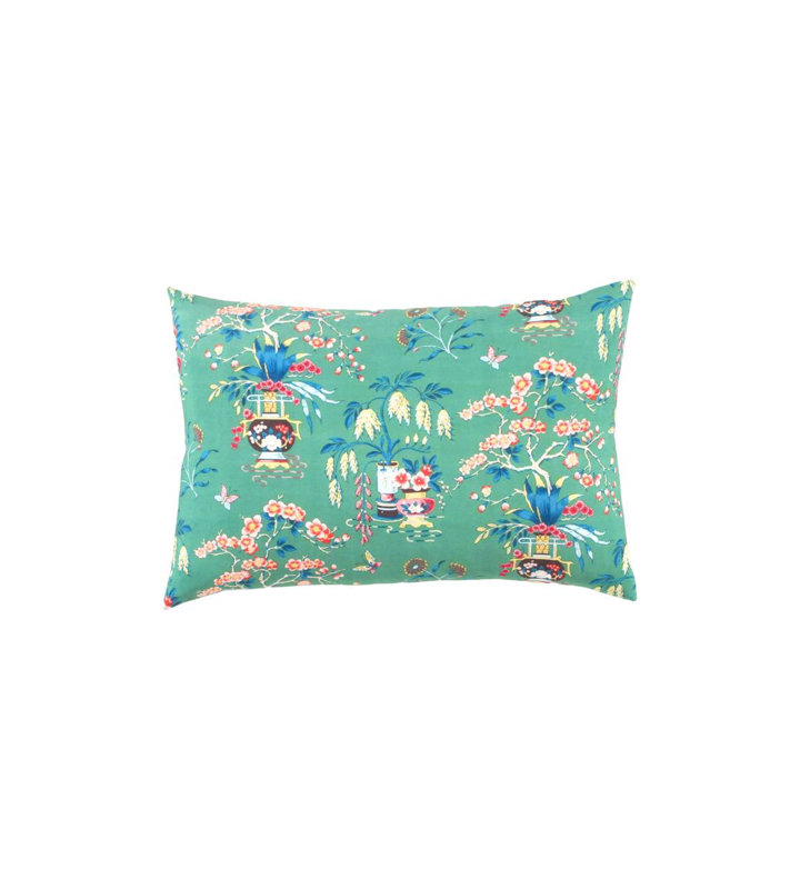 Lumbar Rectangular Pillow Cover & Insert, Green/Malibu/Pink Floral