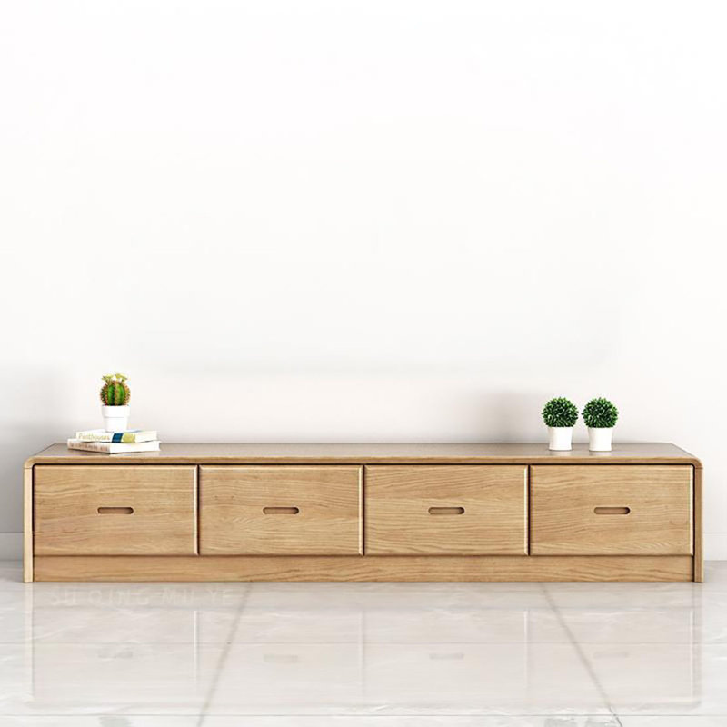Meuble télé en bois de frêne, H 13,8 po x L 74 po x l 17,7 po, Burlywood