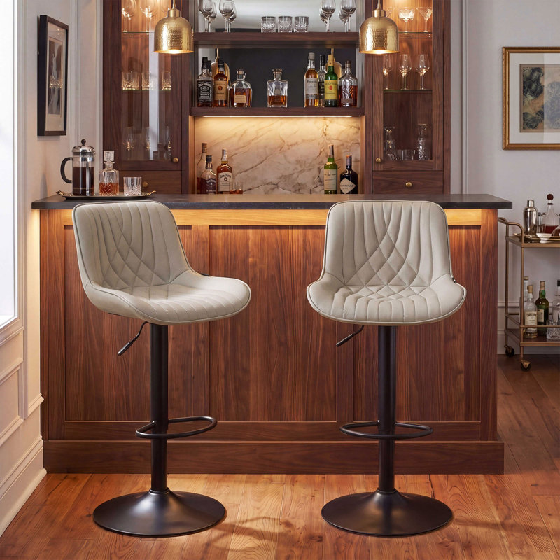 Tabouret de bar pivotant en similicuir Zager, Kaki