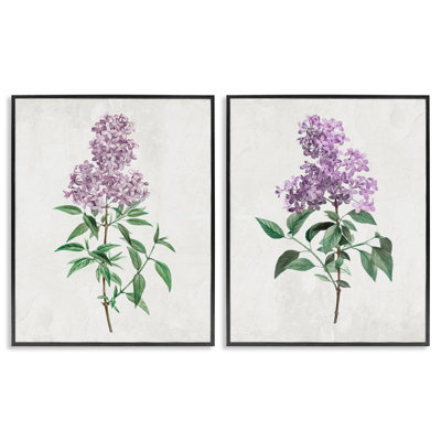 Herbaceous Lilac Blooms 2pc Framed Giclee Set, design by Kim Allen