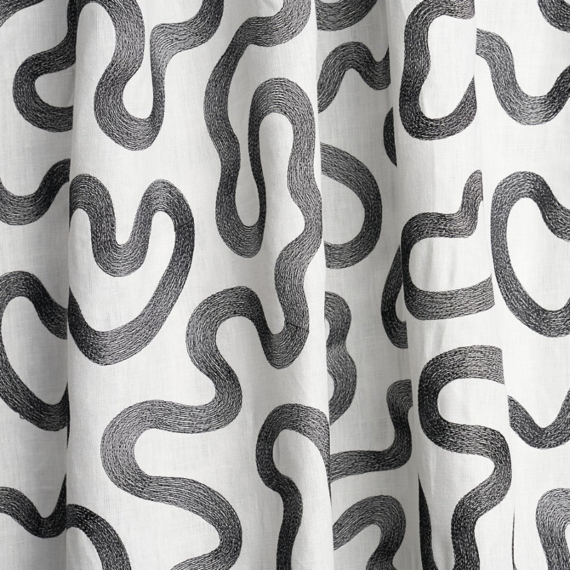 Riley Embroidery Fabric, Black/Ivory