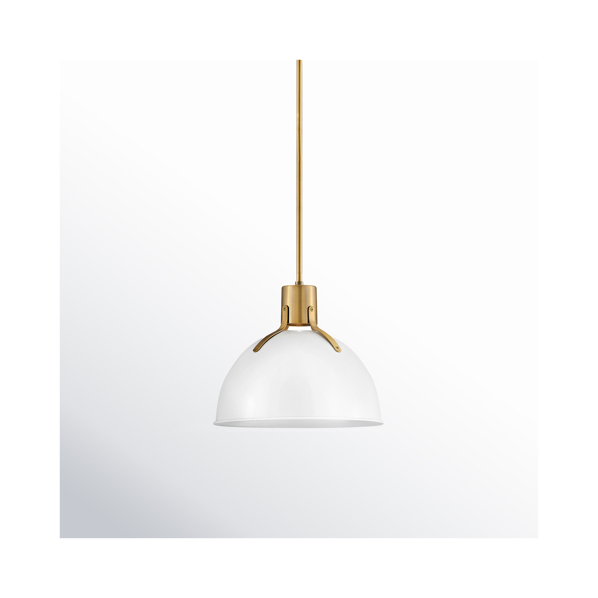 Clendon Single Light Dimmable Pendant, Polished White, 12.25" H x 14" W x 14" D, Polished White