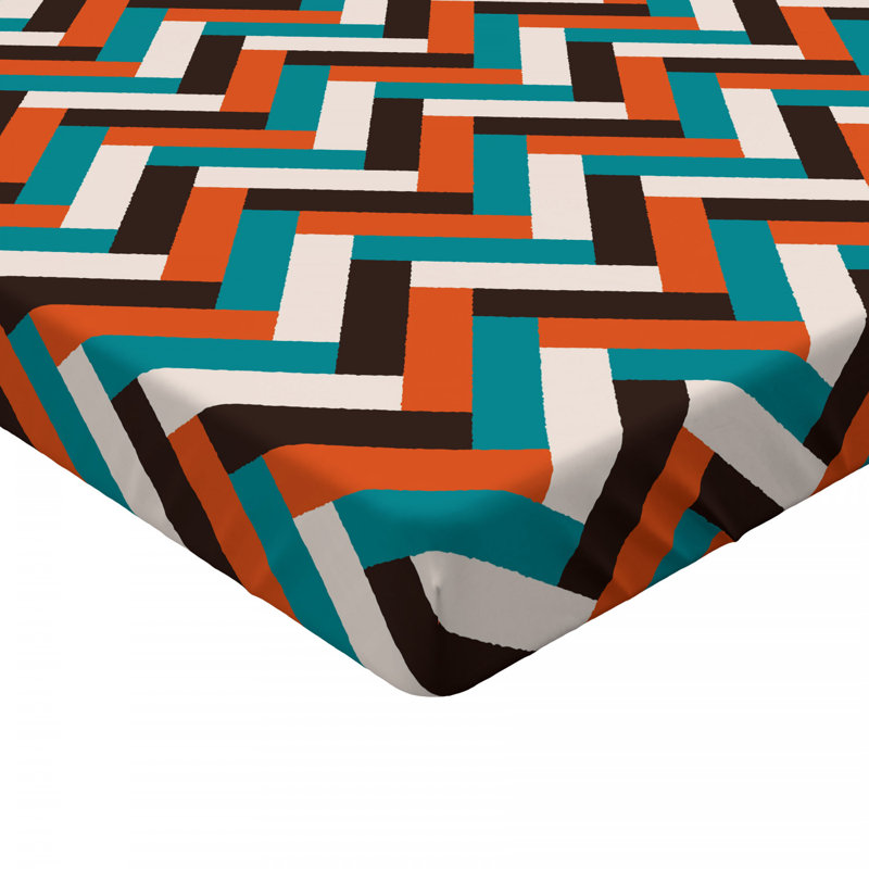 Microfiber Geometric Fitted Sheet, Queen Fitted Sheet
