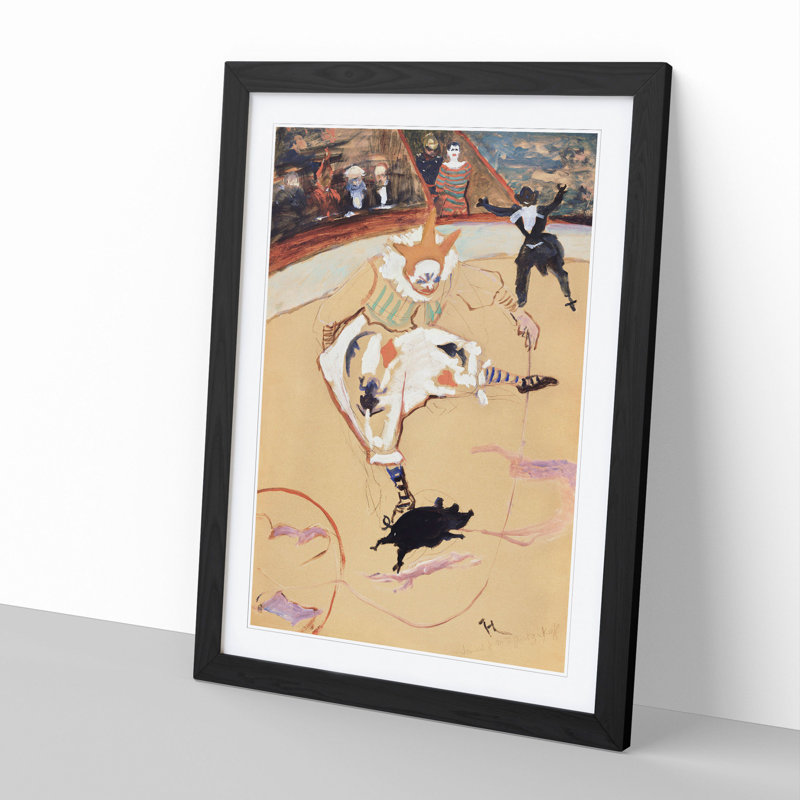 Clown at the Circus Fernando by Henri de Toulouse-Lautrec - Picture Frame Painting, 48cm H x 36cm W x 2cm D, Black Framed