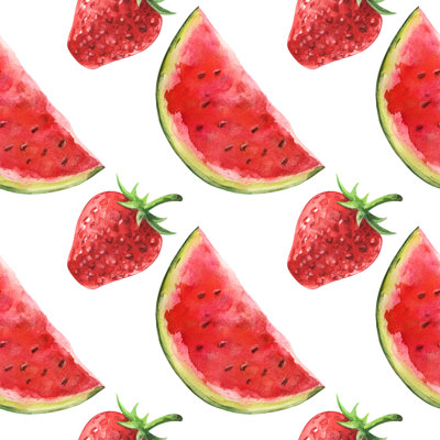 " Strawberry And Watermelon " by Color_Brush Painting Print