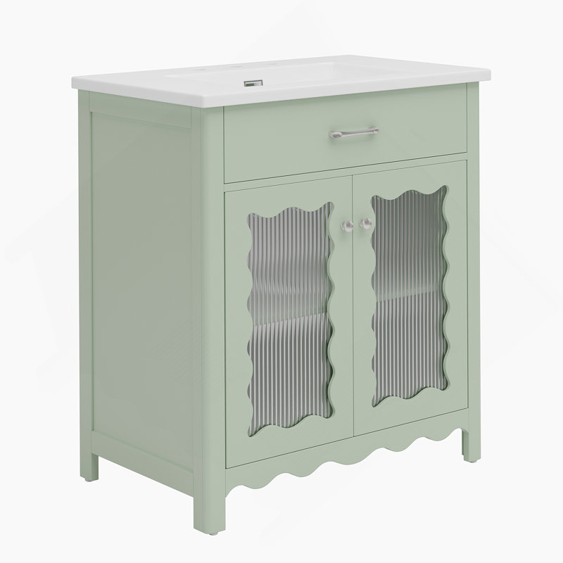 Meuble-lavabo 31 po avec verre trempé, Vert