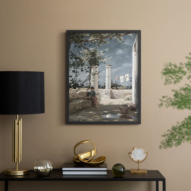 «Vintage Landscape Cxxi», reproduction encadrée - bois massif, H 30 po x l 24 po, Noir