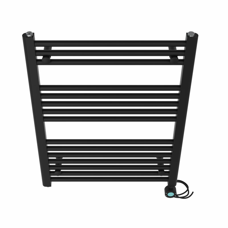 Asmitha Straight Towel Rail Heated Towel Rails, 80cm H x 60cm W x 3cm D, Black