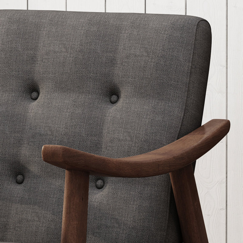 Chaise rembourrée gris foncé avec attrait moderne Mid-Century, chaise brune, cadre inclus, Gris foncé