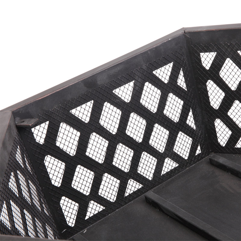 Horst 22.4'' H x 22'' W Iron Outdoor Fire Pit with Lid