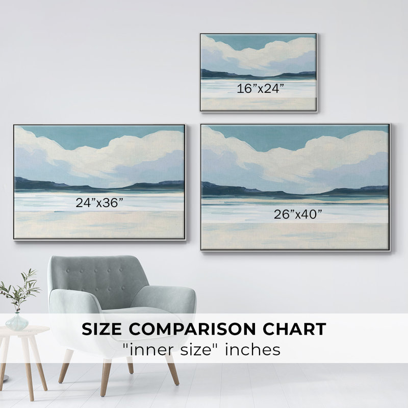 Cream Coastline II, reproduction d'art sur toile, Cadre blanc, H 17 po x l 25 po x P 2 po