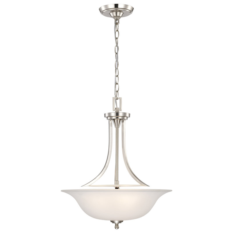 3 - Light Unique/Statement Pendant, Brushed Nickel / Frosted