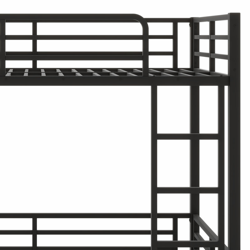 Durable Metal Floor Bunk Bed Frame, Heavy-Duty Noise-Free Design for Kids Teens Adults, Twin XL over Twin XL