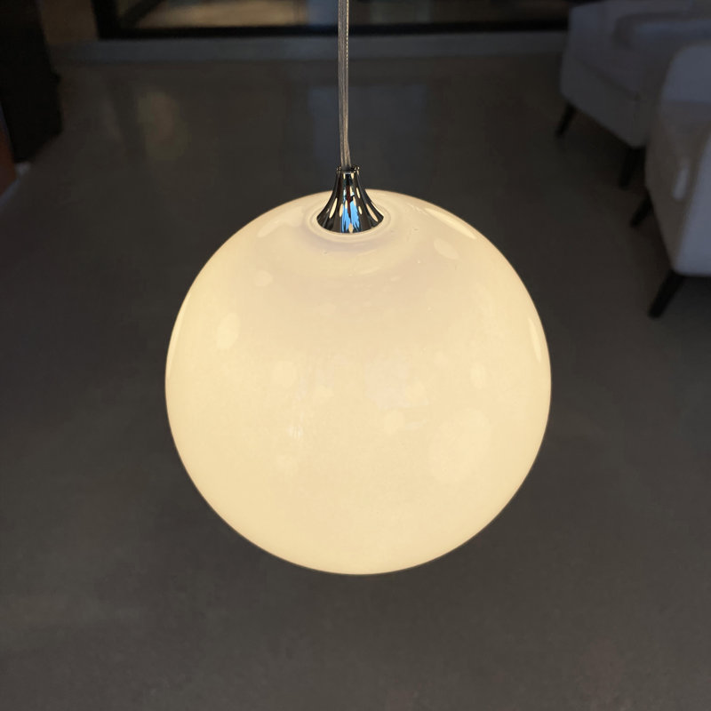 Luminaire suspendu 1 lumière Perla, Blanc lait, Chrome
