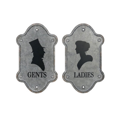 Galvanized Metal Ladies Gents Toilet Door Sign