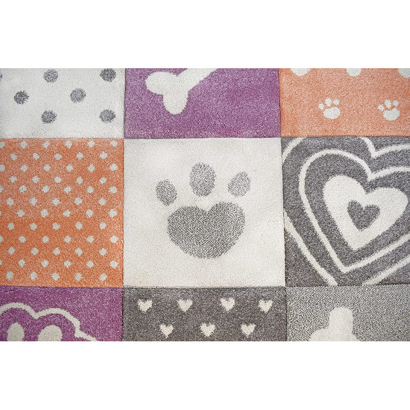 Tapis pour chambre d'enfant Mignon chiot animal Love Modern Decor, Rectangle 5 pi 3 po x 7 pi 3 po