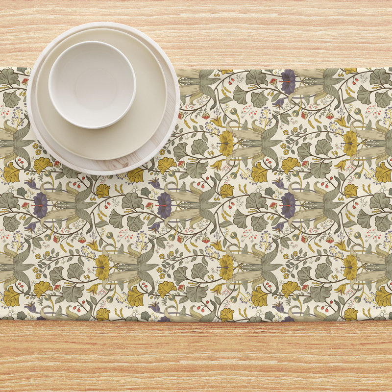 Floral Table Runner – 100% Cotton, Washable, Farmhouse Dining Linen, 16" x 108"