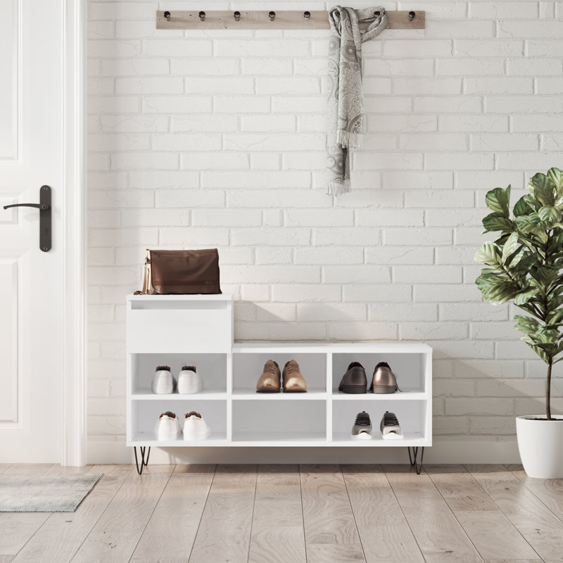 6 Pair Shoe Storage Cabinet, High Gloss White