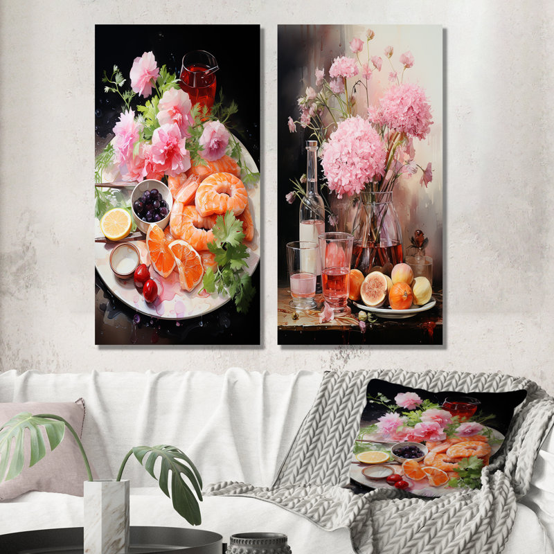 Ensemble de 2 décorations murales French Fruit and Blooms Culinaire Transcendence - International Cuisine, Toile tendue