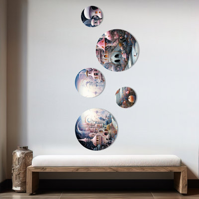Urban Wonderland City Fantasy - ensemble d'art mural rond City Fantasy
