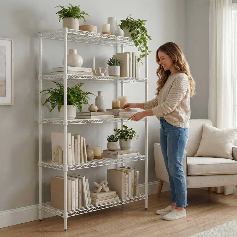 Étagères grillagées robustes à 5 niveaux réglables - supports de rangement en métal résistant à la rouille pour la cuisine, le garage, la salle de bain et le garde-manger (P 29,53 po x l 13,78 po x H 59,06 po)
