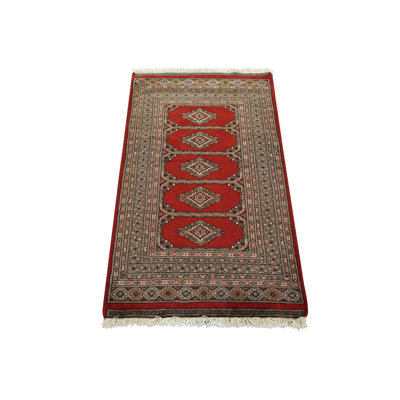 Bokhara Jaldar Rug 3′ x 5′ Red Wool Tribal Hand-Knotted Oriental Carpet