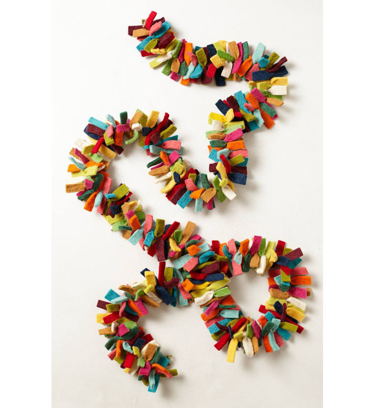 Multicolor Confetti Garland in Hand Felted Wool