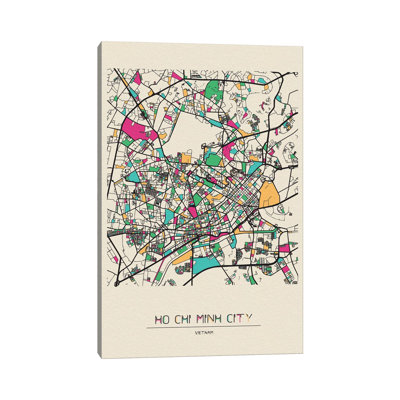 «Ho Chi Minh City, Vietnam Map» par Ayse Deniz Akerman - impression sur toile tendue