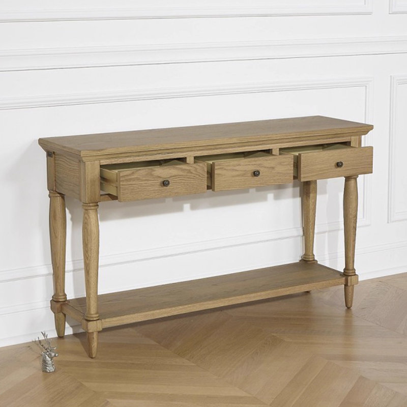 Console en bois massif de style américain, H 29,9 po x l 62,9 po x P 15,7 po