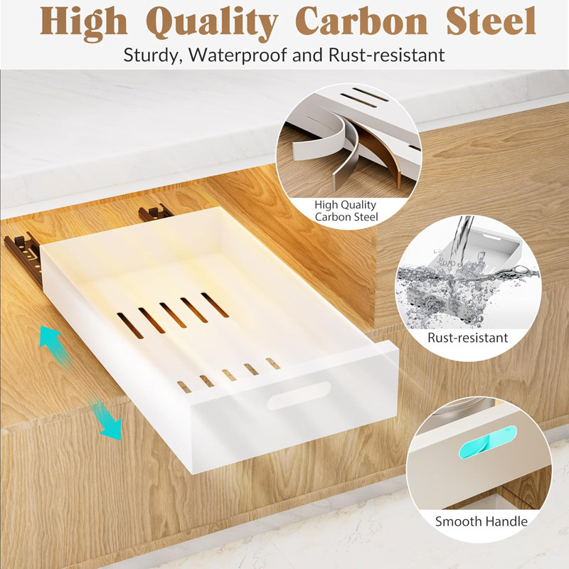 2 Pack | 21" Deep Pull Out Cabinet Organizer Adhesive