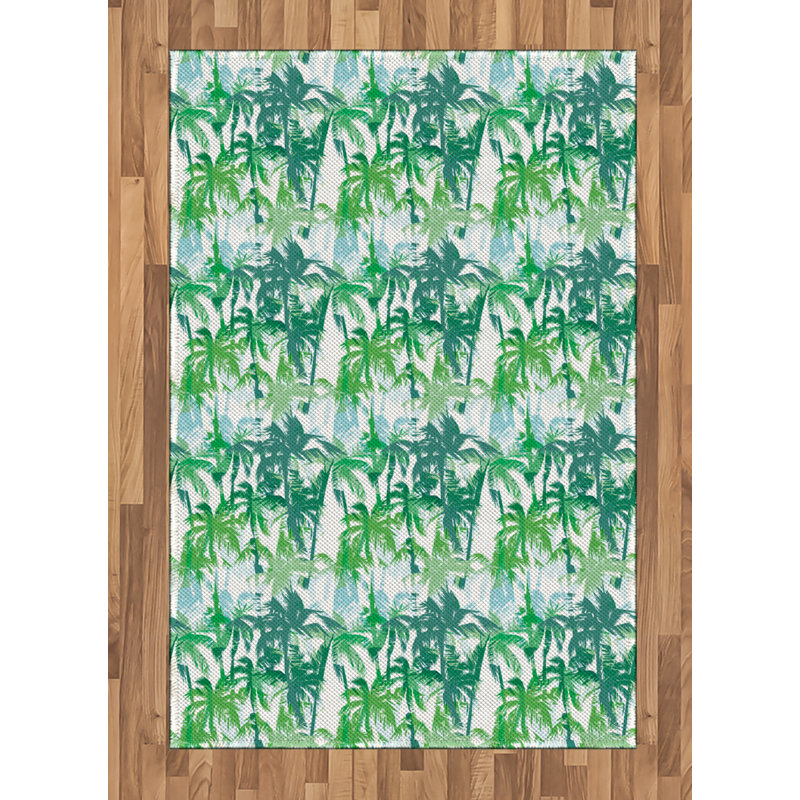 Tapis décoratif à haute densité en fibres de polyester Palm Leaf, Rectangle— 4 pi x 5 pi 8 po